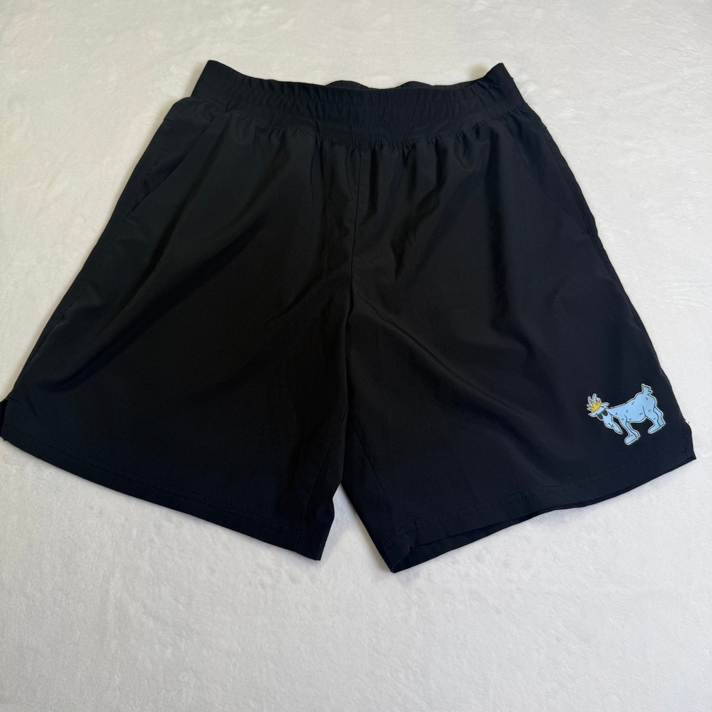 GOAT USA Athletic Shorts Men Medium Black  8 Inch Inseam Graphic Logo
